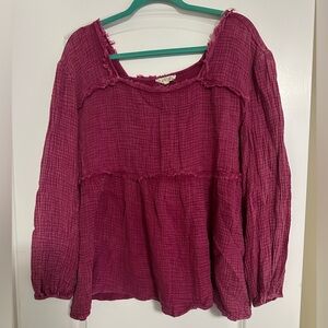 Entro Magenta Textured Blouse